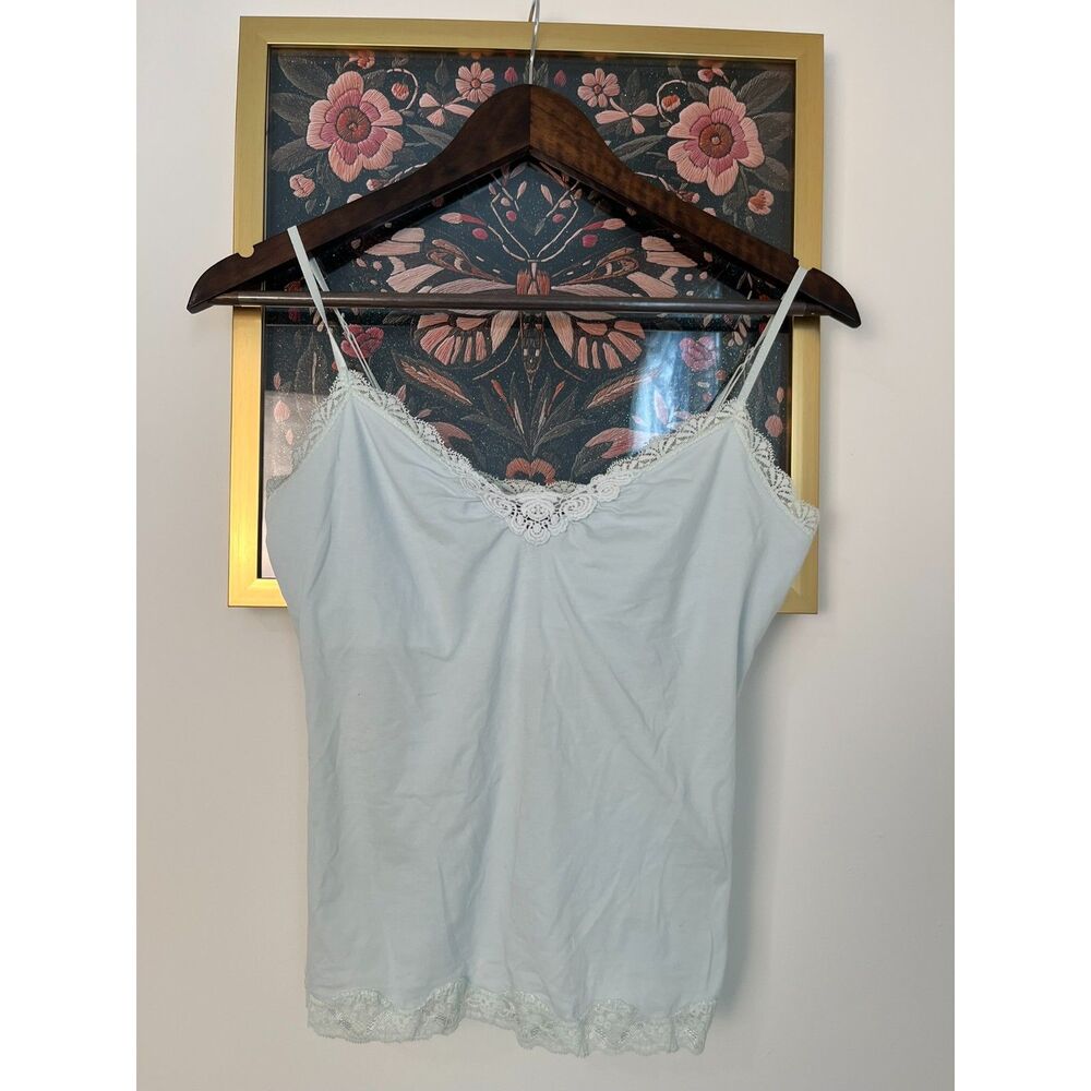 VTG Y2K Express Aqua Teal Lace Babydoll Cami  M